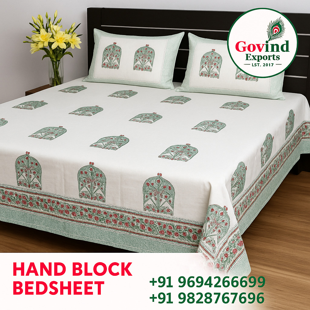 Hand Block Bedsheets by Govind Exports